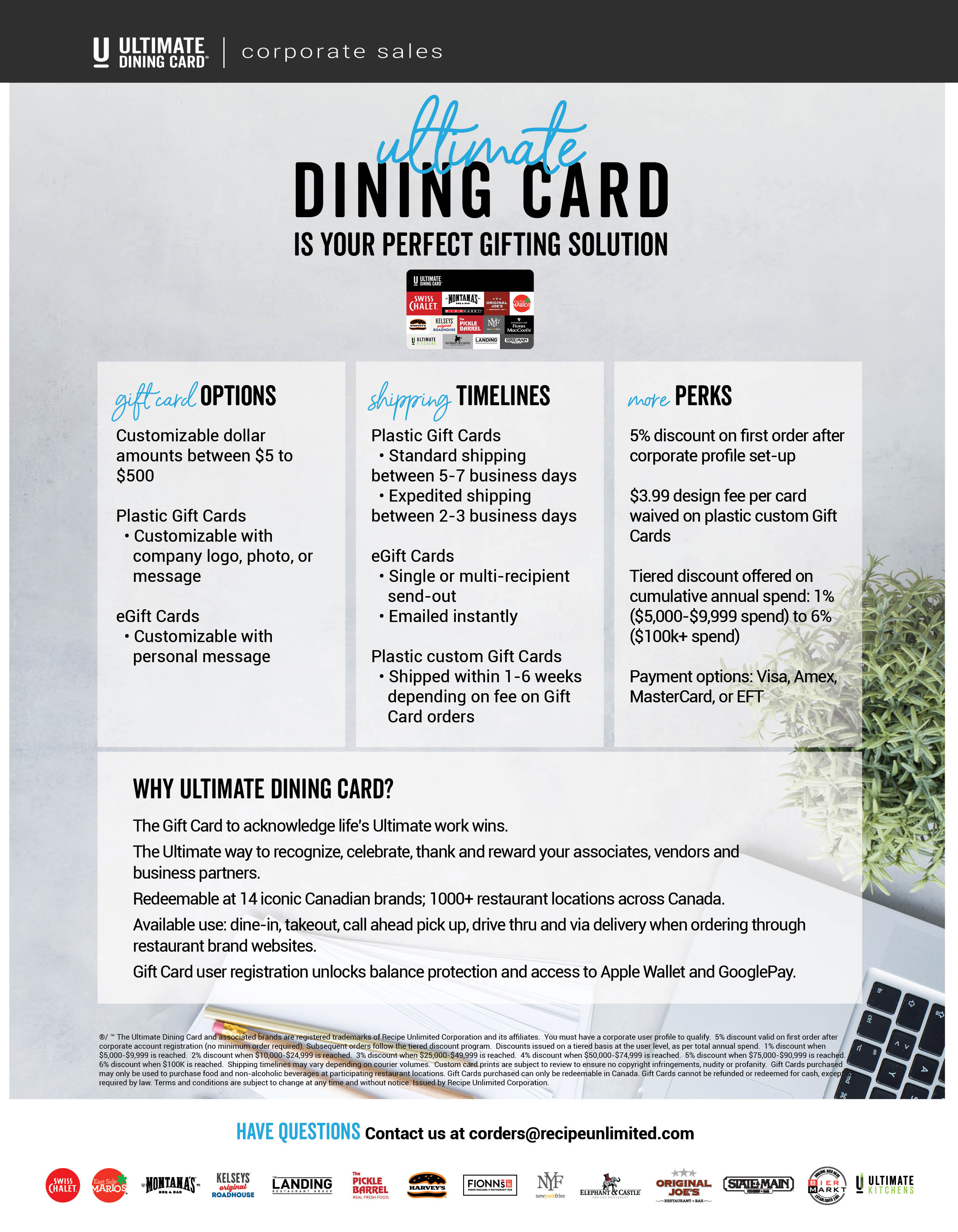 Sign up today for an Ultimate Dining Card Corporate Account.